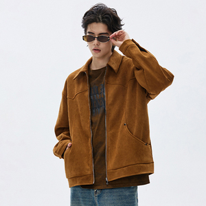 Logo personnalisé fermeture éclair haute rue hommes marque de mode à capuche polaire veste coupe-vent spandex/fibre de bambou hiver manteau américain - Product Image 1