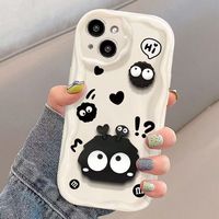 Coques de téléphone portable en TPU As Brand Coal Ball Doll Cartoon pour iPhone 14, protection intégrale antichoc avec support de téléphone, rouge 7p/8p