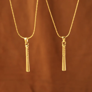 Collar con Colgante de Cadena a Rayas de Acero Inoxidable 304 Chapado en Oro de 18K de Primera Calidad, Impermeable, Sin Decoloración, Estilo Simple para Uso Diario - Product Image 3