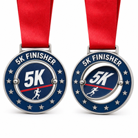 Médaille de Marathon Personnalisée 5K 10K, Médaille de Finisseur en Alliage de Zinc Or Argent Bronze, Récompense Sportive avec Ruban, Faible MOQ 2026