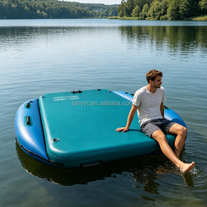 Hailebao Tapis gonflable rond en PVC à technologie Drop-stitch, écologique, résistant à l'eau, pliable et portable, utilisable comme pont flottant, tapis <span class=keywords><strong>de</strong></span> yoga et tapis <span class=keywords><strong>de</strong></span> lutte - Product Image 3