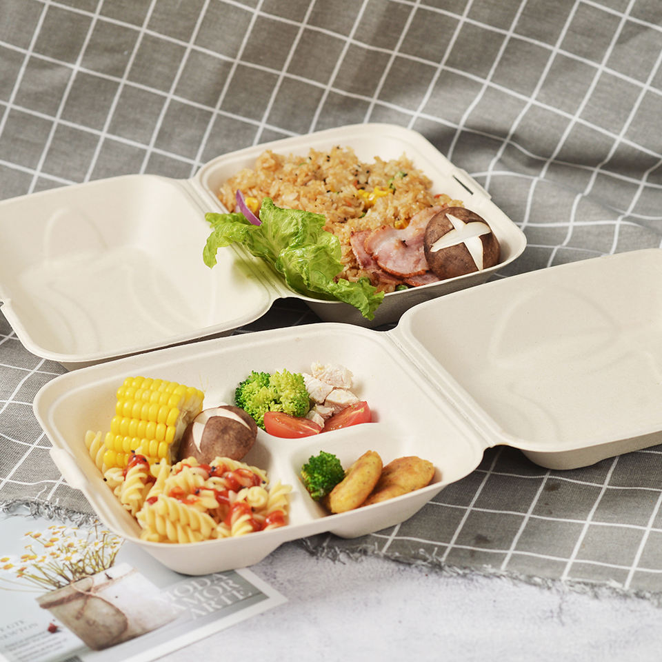 Disposable Takeaway Food Container Sugarcane Bagasse Clamshell Pulp ...
