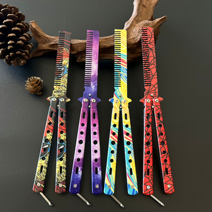 Cuchillo de práctica plegable tipo mariposa Bailsong de acero inoxidable impreso en 3D, entrenador de peine de mariposa - Product Image 1