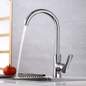 Robinet de cuisine moderne à poignée unique, rotation à 360 degrés, montage sur plan, en acier inoxydable, avec cartouche en céramique - Product Image 3