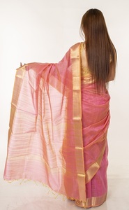 Sari en soie luxueux avec broderie dorée exquise, tenue ethnique indienne traditionnelle pour les cérémonies de mariage, les festivals et la culture - Product Image 3