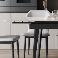 Table à manger extensible en pierre frittée de luxe moderne avec 4 chaises pour appartement, restaurant, villa