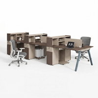 Poste de travail commercial intégré Twilight Series pour 2 personnes avec cloison haute et armoire de rangement pour bureau ouvert