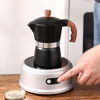 Cafetière Moka Tenrey noire, 3, 6, 9 ou 12 tasses, en alliage d'aluminium, pour expresso, style italien, à poser sur le cuisinière