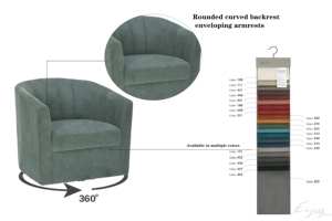 Ghế thư giãn xoay bằng vải màu xanh hiện đại CARLFORD dành cho phòng ngủ, phòng khách, ghế trang trí cho khách sạn, nội thất nghỉ dưỡng - Product Image 3