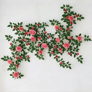 Guirlande de roses artificielles suspendues, fleurs en soie pour mur, jardin, maison, roses grimpantes artificielles roses, rouges, jaunes - Product Image 2