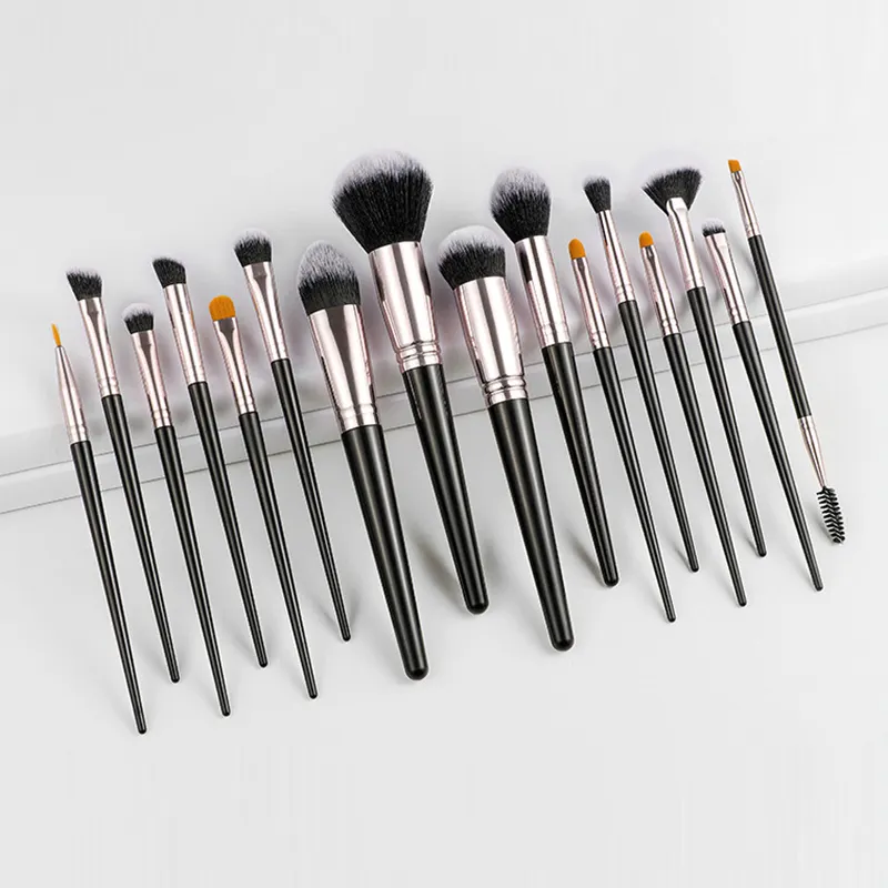 Cheap Popular Custom Logo Make Up Brushes Professional Cosmetics Sets Full Makeup Brush Set for 16 pcs Kit Black Private Label