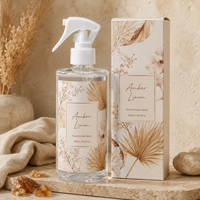 Diffuseur de parfum d'ambiance en lin transparent 250 ml, marque privée, parfum rose pivoine, formule personnalisée, étiquette personnalisée, boîte de vente au détail