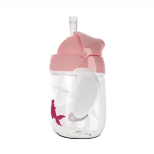 Taza de bebida de aprendizaje para bebé, vaso de paja abatible de 280ML, anticaída, portátil, sin BPA, gran oferta