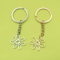 Ajurlu Çiçek Anahtarlık, 82x30mm, Hediyelik Parlatılmış Metal Minimalist Çanta Süsü, Gümüş ve Altın