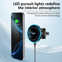 Pengisi Daya Mobil Nirkabel Magnetik 25W, Dudukan Ponsel di Ventilasi AC dengan Pengisian Cepat dan Lampu LED untuk Ponsel Pintar Magnetik