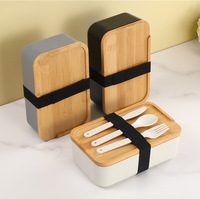 Boîte à lunch réutilisable écologique de haute qualité avec design personnalisé, structure monocouche et couvercle en bois