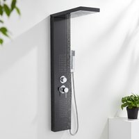 Ensemble de douche mural carré intelligent en acier inoxydable 304 moderne avec colonne de douche et pommeau de douche pluie pour salle de bain