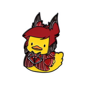 Broche en émail Hell Inn Duck, badge en métal de dessin animé, design créatif Kawaii, canard portant un chapeau, pour cosplay, épingles de revers - Product Image 4