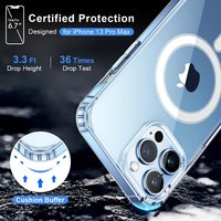 Étui de téléphone transparent en acrylique TPU écologique antichoc avec charge magnétique sans fil pour 13 14 Pro Max