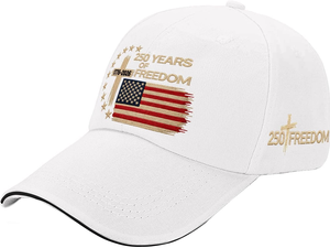 หมวกเบสบอลสีขาว 6 แผง ปักโลโก้ธงชาติ ปรับขนาดได้ แบบ Snapback ทรงวินเทจ ปีกโค้ง สำหรับกิจกรรมกลางแจ้งแบบสบายๆ - Product Image 1
