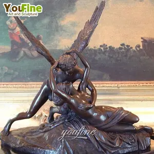 Statue en Bronze, inspiré de la mythologie grecque, cupidon Eros et amoureux de psophiles