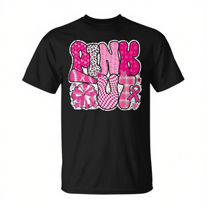 T-shirt de football Pink Out Cheer avec motif ruban rose pour la sensibilisation au cancer du sein - Product Image 2