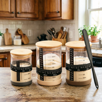 Kit de démarrage de levain fermenté en promotion avec pot en verre, couvercle, thermomètre, spatule en silicone et couverture en tissu pour la cuisine