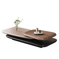 Table basse rotative de designer italien, créative, flottante, grande, haut de gamme, en bois, pour la maison
