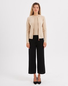Cárdigan de Mujer 100% Lana, Cuello Redondo, Cierre de Cremallera, Manga Larga, Casual, Invierno, Color Sólido - Product Image 2