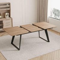 Ensemble de table à manger extensible pour 6 personnes, table à manger avec 6 chaises en cuir PU, table de cuisine rectangulaire extensible avec pieds en métal