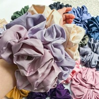 Vente en gros de chouchous en satin de soie XXL, grande taille, 19 cm, chouchous pour cheveux de femme, attaches pour cheveux, élastiques pour mariage