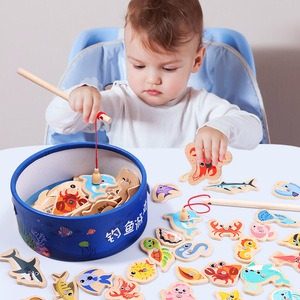 Jouets de pêche en mer emballés en baril, éducation précoce des enfants, développement cognitif, <span class=keywords><strong>jeu</strong></span> magnétique amusant pour les poissons, jeux parent-enfant - Product Image 1