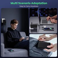 Pengisi Daya Dinding Lipat Elektrik USB C 120W dengan Kabel Terintegrasi, Pengisi Daya Cepat GaN PD 65W untuk Laptop MacBook/iPad dengan OVP