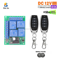 Control Remoto Inalámbrico de 4 Canales y 433MHz para Puerta de Garaje, Motor de Persiana, 4 Botones, Alcance de 50m, DC 12V 10A, Uso Universal