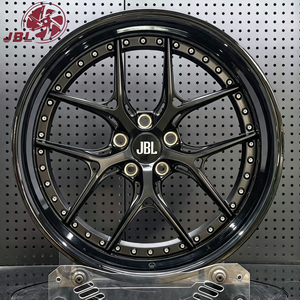 Nuevas llantas forjadas <span class=keywords><strong>JBL</strong></span> de 18-26 pulgadas, de 2 piezas, negro brillante, con 10 radios divididos y borde remachado, 5x112 5x120, para coches deportivos de alto rendimiento. - Product Image 1