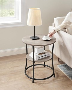 Table d'appoint compacte en métal poli avec base antidérapante Design traditionnel durable pour les pièces d'accent de lampe à café à la maison - Product Image 3