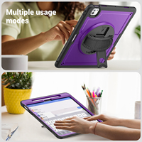 Étui robuste avec sangle de maintien rotative à 360 degrés pour tablette iPad Pro 13 pouces M5 2025 8e génération en TPE et PC
