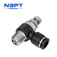 SC 1/4, 5/16, 3/8, 1/2 Vanne de réglage de la vitesse d'accélérateur de contrôle du débit d'air One Touch Push pour connecter les raccords pneumatiques