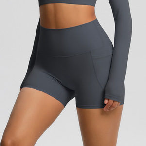 Shorts Deportivos de Cintura Alta para Mujer, con Bolsillo Lateral para Teléfono, Tela Suave y Elástica, Shorts para Gimnasio, Correr, Ciclismo y Yoga, Venta al Por Mayor - Product Image 1