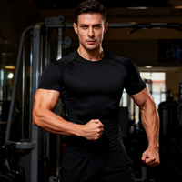Prix le plus bas en ligne vêtements de sport pour hommes Polyester Spandex vêtements de sport Sport Fitness t-shirt hommes chemise de compression