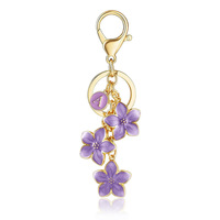 QICHONG Style coréen AliExpress Commerce extérieur Nouveau porte-clés en métal avec pendentif fleur rose 26 lettres pour sac et clé de voiture