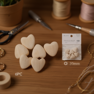 Perline di legno a forma di cuore Ilan 20mm 6 pezzi Materiali per artigianato - Product Image 2