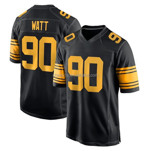 Jersey de Fútbol Americano Bordado al por Mayor de los Pittsburgh Steelers # 90 T.<span class=keywords><strong>J</strong></span>. Watt # 8 Aaron Rodgers # Uniforme de Fútbol Americano 4 DK Metcalf - Product Image 2