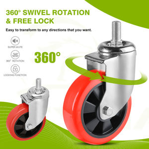 Mid Heavy Duty Lenkrad 3 Zoll 4 Zoll 5 Zoll 6 Zoll Polyurethan Rad PU Industrie rad Rote Rollen mit Schraube - Product Image 3