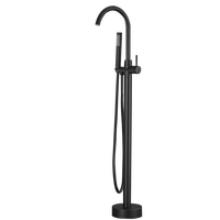 Robinet de baignoire au sol en laiton noir moderne pour mélange d'eau chaude et froide pour salle de bain d'hôtel