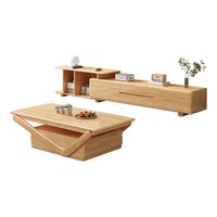 Table basse en bois massif de noyer avec pieds en V courbés, meuble de rangement, style moderne minimaliste, table de salon, table à thé durable