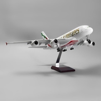 Modèle d'avion en résine ABS LED Airbus A380 Emirates Airlines, nouvelle livraison, taille 46 cm, échelle 1/160, support d'affichage, décoration de la maison, cadeau