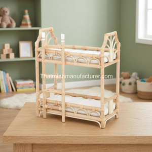 Free sample, 2-storey <b>doll</b> bed toy, Made from natural rattan, Safe for babies and environmentally friendly, - Product Image 3