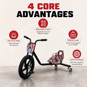 Tricycle à roulettes pour enfants Ride On Kids, voiture à roulettes à grandes roues, pneu avant gonflable de 16 pouces, roues en PU lumineuses, cadre réglable, siège en plastique, pédale - Product Image 2