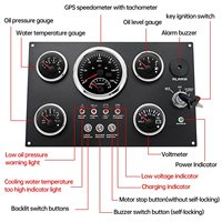 Panel Instrumen Kapal untuk Kapal Kecil, Menggunakan Speedometer 120mph, Tachometer 8000rpm, Sensor Suhu Air, Tekanan Oli, Voltmeter, dan Pengukur Bahan Bakar